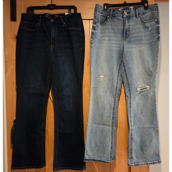 Lot of 2 Seven7 Women Sz 16 High Rise Tummyless Slim Boot Jeans Blue Denim 36x32 - Picture 1 of 16